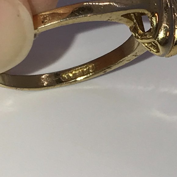 Vintage 14 ktgf Sapphire and Cz Ring, Size 7 - Picture 5 of 14